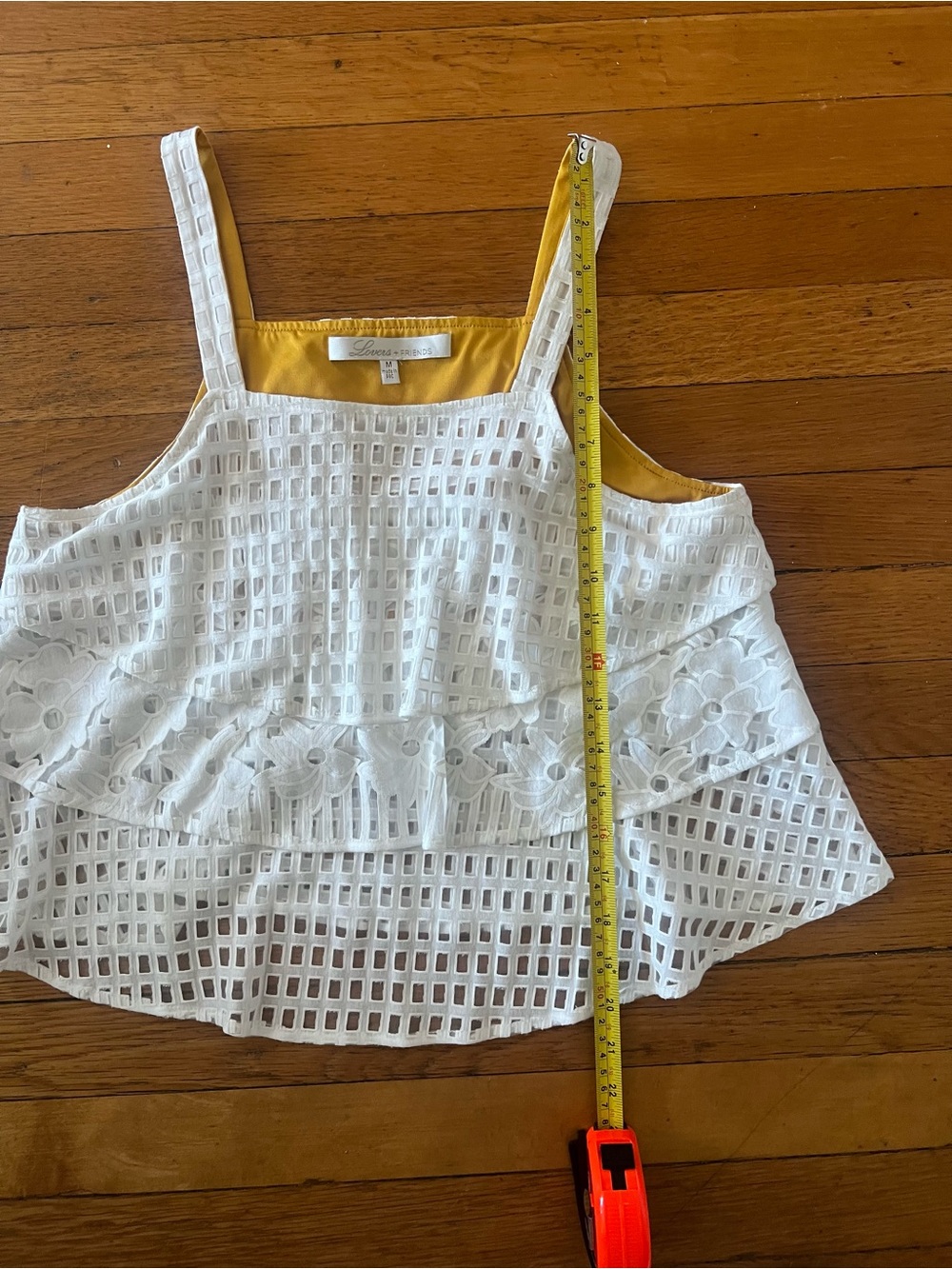 Lovers + Friends white eyelet tiered tank top. SIZE MEDIUM - Picture 6 of 6